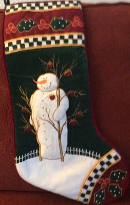 Snowman Velvet  Xmas Stocking 22'' lined Stitched detail Quality Made