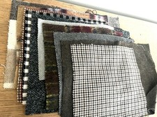 Wool Tweeds Checks Herringbone Natural colour mix Remnants Min 25cm sq 10 pieces