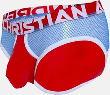 Andrew Christian Almost Naked Retro Brief: Red/Blue - 91840 - S, Med & Large: