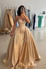 Evening Gown Embroidered Detachable Skirt Panel Ball Gown Wedding Party Dre