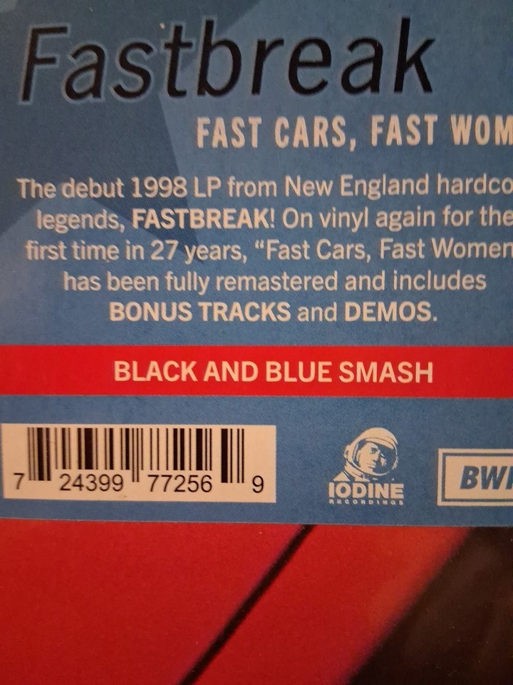 Fastbreak - Fast Women Fast Cars (BLACK & BLUE VINYL) - PUNK *NEW/COLOR ...