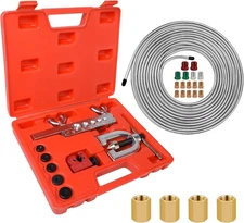 3/16" Brake Line Repair Kit - 25 Feet Zinc Plated Rust-Proof Silver+Tool 