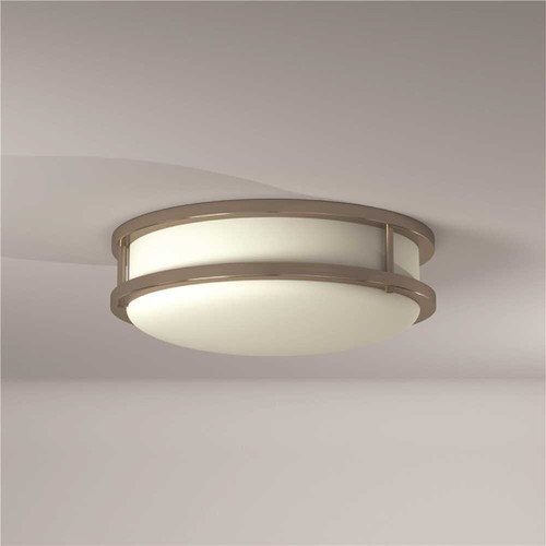 12 in. Brushed Nickel Selectable LED CCT Round Flush Mount Light Color/Finish Fa - Picture 5 of 7