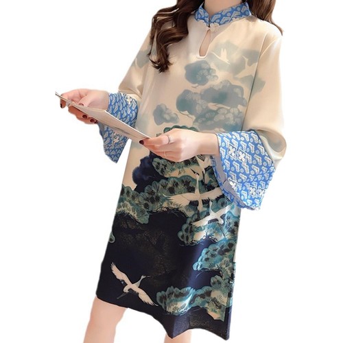 Women Cheongsam Dress Summer Chinese Qipao for Birthday Gift Evening Party - Picture 6 of 7