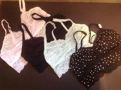 Victorias Secret PINK Lace Bralette XSSML Rhinestones Shimmer Asst'd Colors NWT