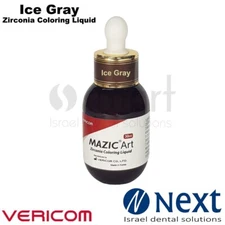 Dental lab not sintered zirconia shade coloring liquid 30ml Mazic Art Ice Gray