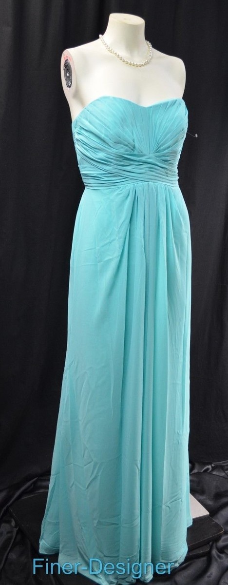 spa bridesmaid dress david's bridal Davids style F15555 chiffon gown strapless SZ 8 NWT color:Pastel Shona Joy - La size:L/UK14