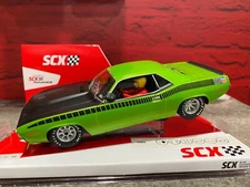 SCX 1/32 Scale Analog Plymouth ARR Cuda -Sassy Green with lights