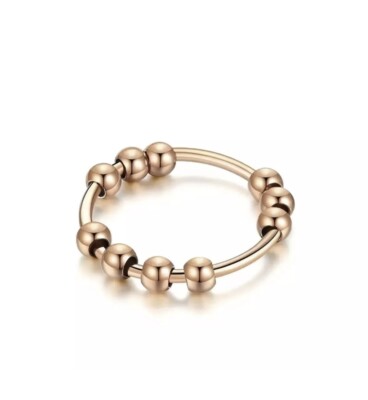 Beads Anxiety Ring  Ring Beads Rotate  Anti Stress Ring Bronze