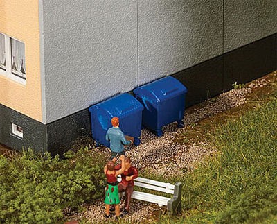 Walthers-Acc Modern Trash Containers (2) - HO Scale Model Railroad Building