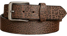 Brown Shrunken Bison Leather Belt Quality USA Handcrafted