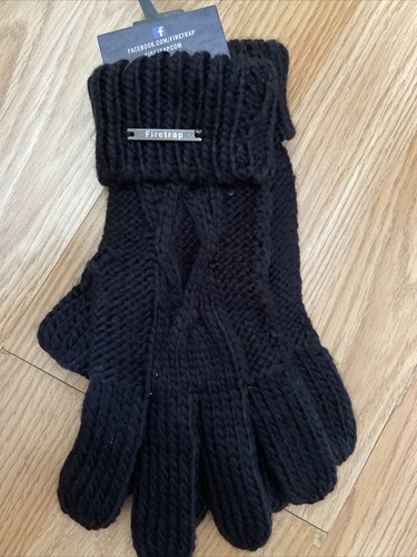Firetrap New Womens Black One Size Adult Knitted Gloves RRP £14.99 - Picture 4 of 4