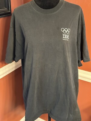 Vintage IBM Sponsor Nagano Olympics T-Shirt Double Sided XL Speed Skater Logo