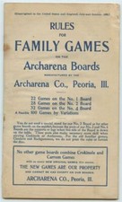 1899 Archarena Board Game Rules Illustrated Booklet Peoria Illinois 100 Games