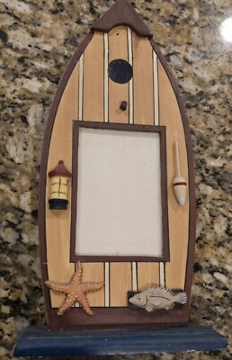 12.5'' Row Boat Picture Frame Fish Fishing 4×5'' Wood Rustic Country Bird House