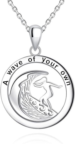 Dolphin Surfboard Pendant 925 Sterling Silver Beach Surf Ocean