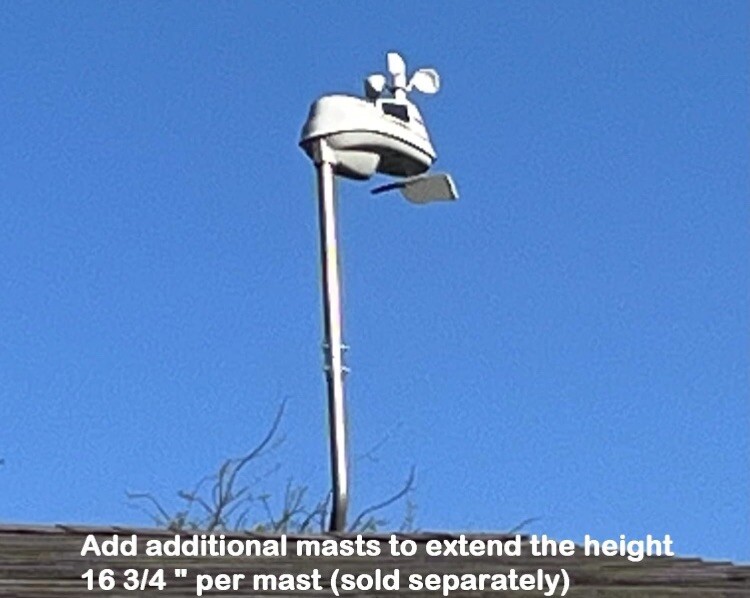 49 1/2&rdquo;Outdoor Antenna/Weather Station Adjustable Mounting Pole with Extension
