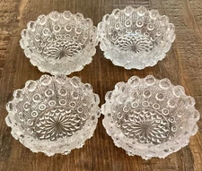 Set of 4 Vintage Glass Open Salt Cellars Pressed Glass Retro Grannycore 