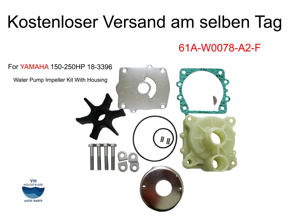 61A-W0078-A2-F Water Pump Impeller Kit With Housing For Yamaha 150-250HP 18-3396 - Image 4 of 4