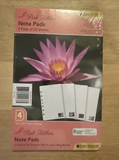 ACCO Day-Timer Organizer Accessory Pink Ribbon Floral Note Pad Size 4, 5 ½”x8 ½”