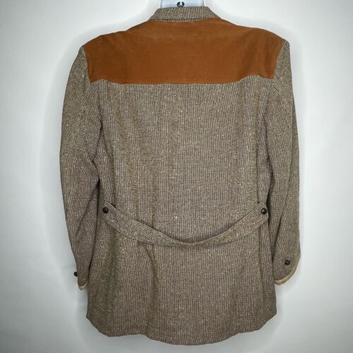 Vintage 50's Berkray Brown Donegal Tweed Heek Suede Western Sport Coat Size 42 - Bild 5 von 13