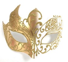 Gold White Venetian Mask Masquerade Mardi Gras Unique Style
