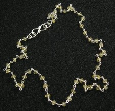 NATURAL Light Golden CITRINE Faceted Rondelle Gemstone NECKLACE 17" Silver Pltd