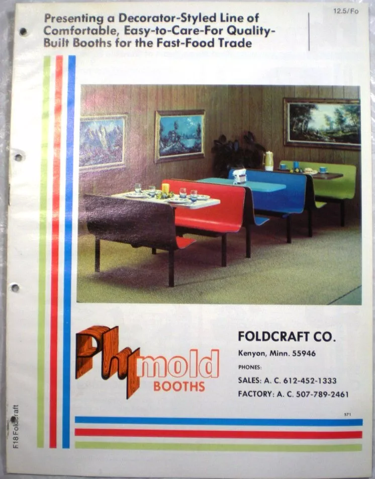 Vtg FOLDCRAFT Plymold Booths Seating Catalog Fast Food Restaurants