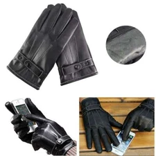 Men Women Leather Winter Warm Touch Screen Gloves Full Finger For Car Driving