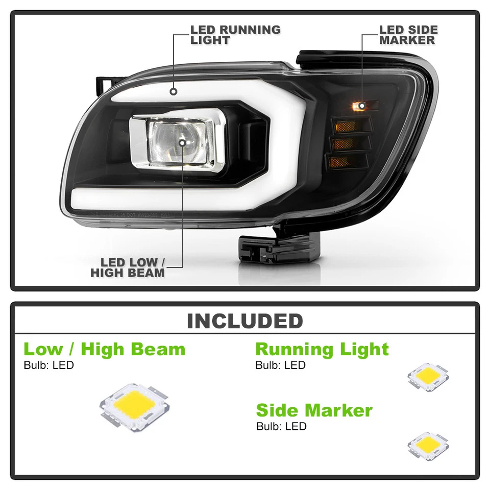 For 2001-2004 Toyota Tacoma Upgrade Full LED Tube Projector Headlights Headlamps — 第 4/4 张图片