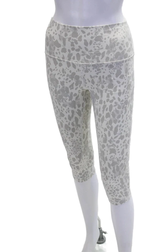 Leggings recortados Lululemon para mujer con estampado de animales blancos grises talla 6 Foto 2 de 4