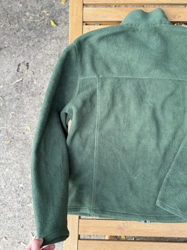 LL Bean Full Zip Fleece Jacket Mens L Forest Green Zip Pockets Outdoor Gorpcore image 9