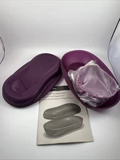 Tupperware Purple Breakfast Maker Microwave Egg Cooker Omelette + Inserts Manual