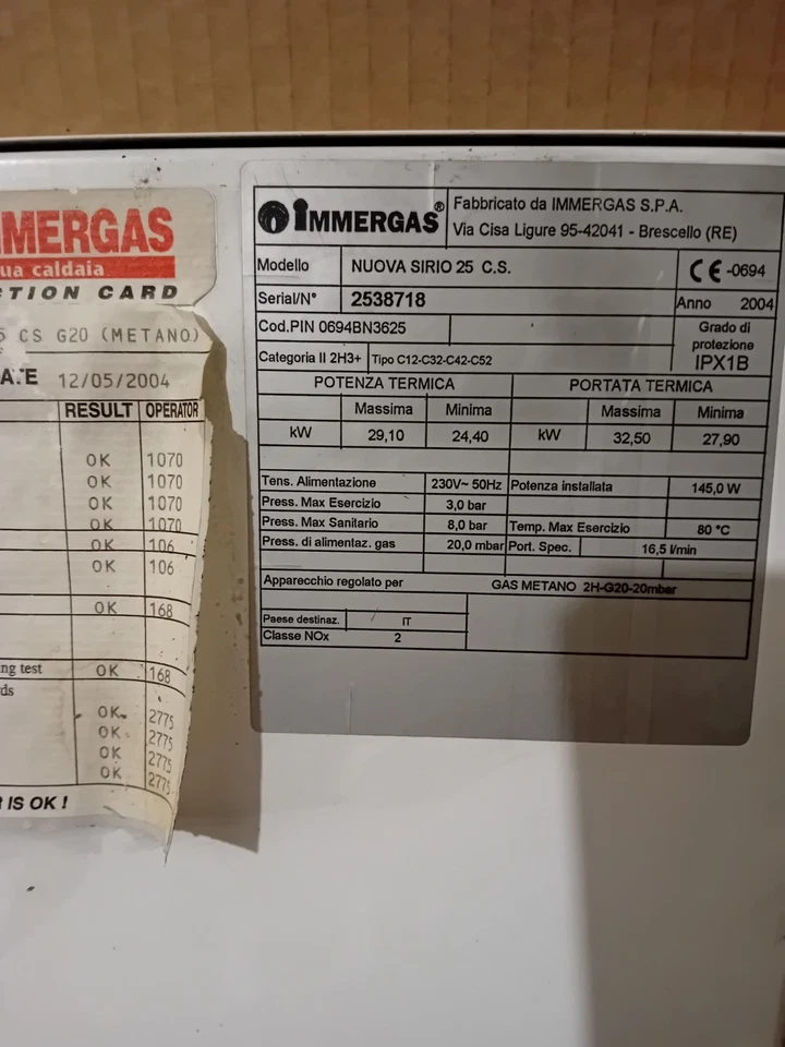 SCHEDA E RICAMBI CALDAIA IMMERGAS NUOVA SIRIO 25CS - Imagen 2 de 4