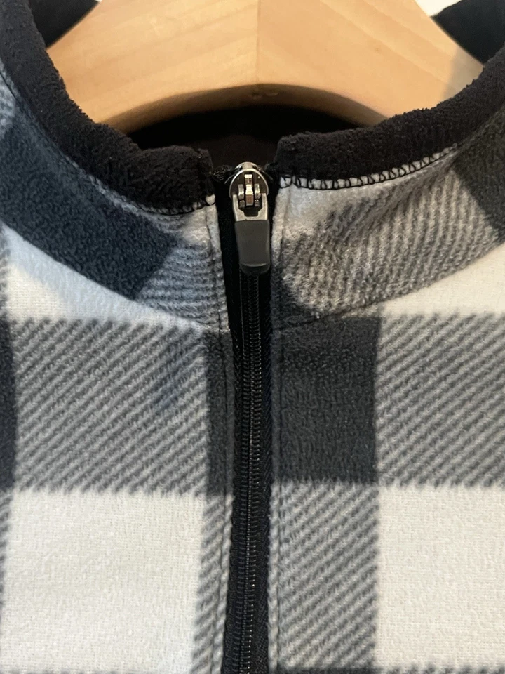 Suéter Jumping Beans Cuarto Cremallera Niños Talla 7 Negro Blanco Cuadros Pull Over Vellón Foto 4 de 4