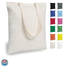 5 | 12 | 24 | 48 | 192 Pack Economical Cotton Tote Bags, Lightweight Medium R...