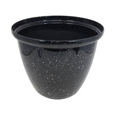 Flower Honey Pot Planter Black Gloss Round Plastic Plant Garden Patio Décor 33cm