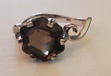 Smoky Hexagon Gemstone Sterling Silver 925 Ring. Size 5.5