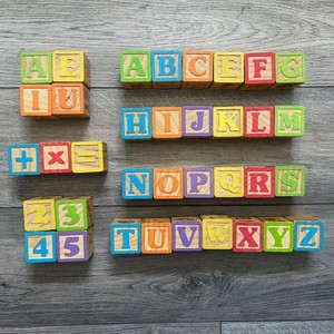 Lot of 36 Vintage Alphabet Wooden Blocks ABCs Letters Learning Kids Garanimals