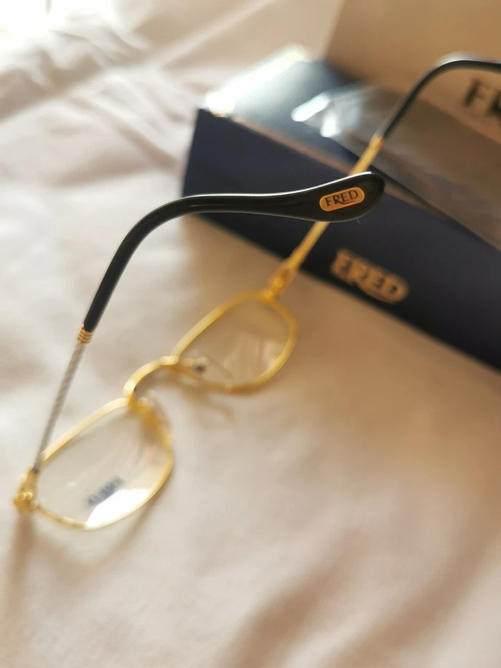 FRED Demi Lune Винтажные роскошные Очки Золотистые Оригинальные с кожаным чехлом, Новые из старых запасов! - Изображение 4 из 4