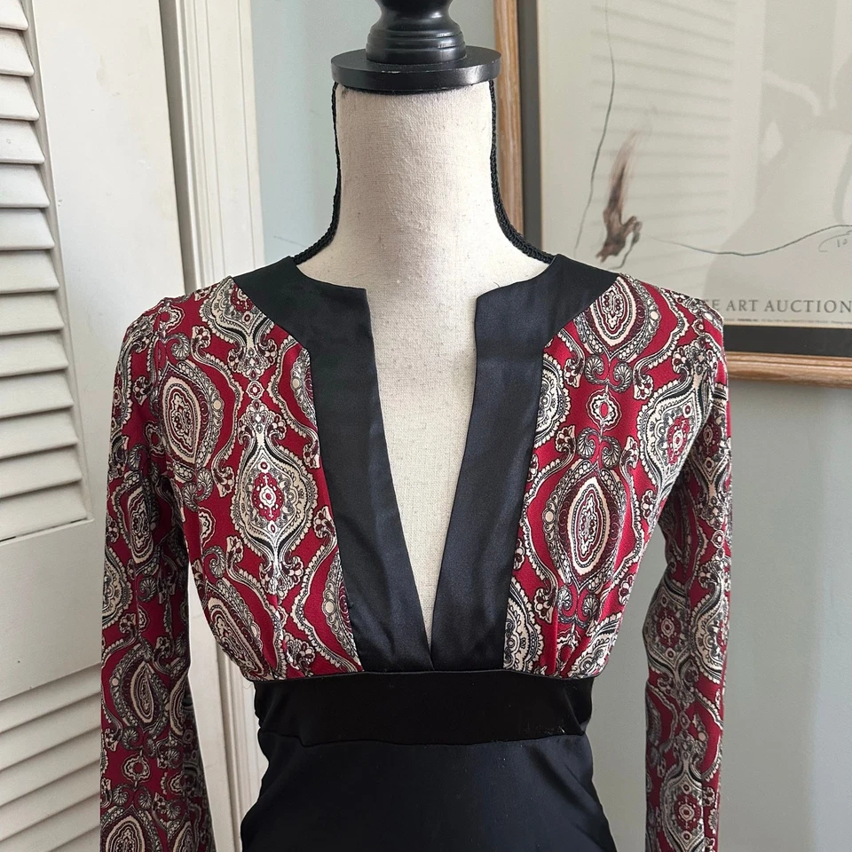 Babydoll vintage MANDEE para mujer pequeño rojo negro cuello en V Y2K grunge Foto 2 de 4