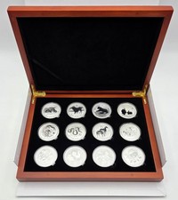 Australien Lunar II 12 x 1 OZ Silber Set komplett 2008 - 2019 IN HOLZ BOX