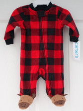 NWT Carter's Holiday Reindeer Footed Romper / Sleeper Size Newborn