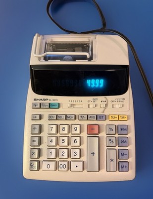 Sharp EL-1801V Ink Printing Calculator 12-Digit LCD AC Powered 2 Color Print