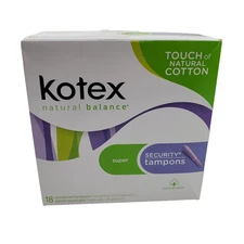 Kotex Super Security Tampons Super Absorbency Unscented 18ct Natural Balance U