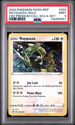 2024 POKEMON SWSH PROMO CROWN ZENITH PREMIUM COLLECTION #029 RAYQUAZA-HOLO PSA 9