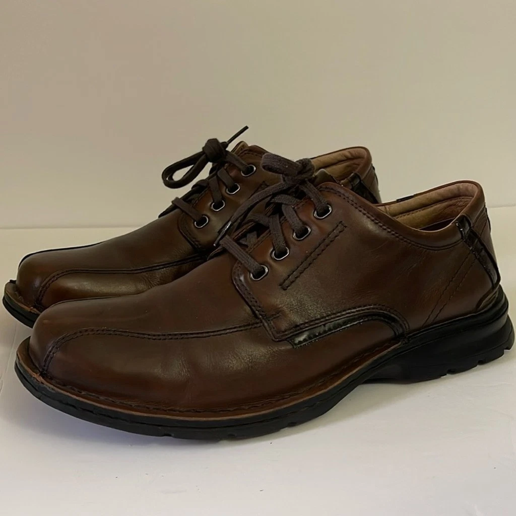 Scarpe eleganti Oxford Clarks pelle marrone uomo 11 5 M stringate suola gomma 78866