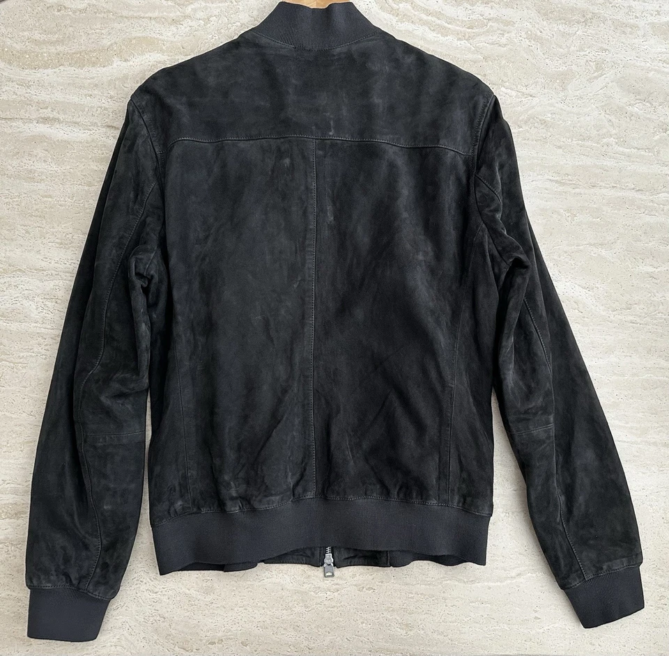 NEW Medium Allsaints Kemble Suede Bomber Jacket In Soot Grey - Image 2 of 2