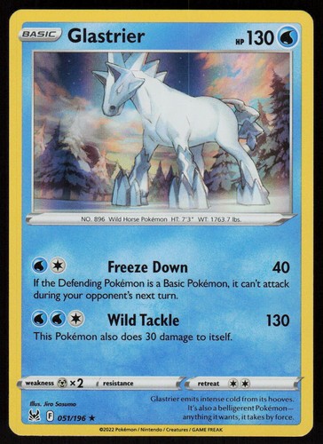Glastrier 051/196 Holo Rare Lost Origin Pokemon Lightly Played