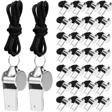 100 Pcs Stainless Steel Whistle with Lanyard, Sports Whistles for Adults, Lou